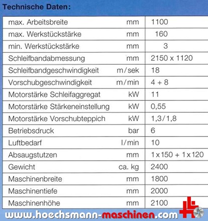 OTT Breitbandschleifmaschine Alpha 1100, Holzbearbeitungsmaschinen Hessen Höchsmann